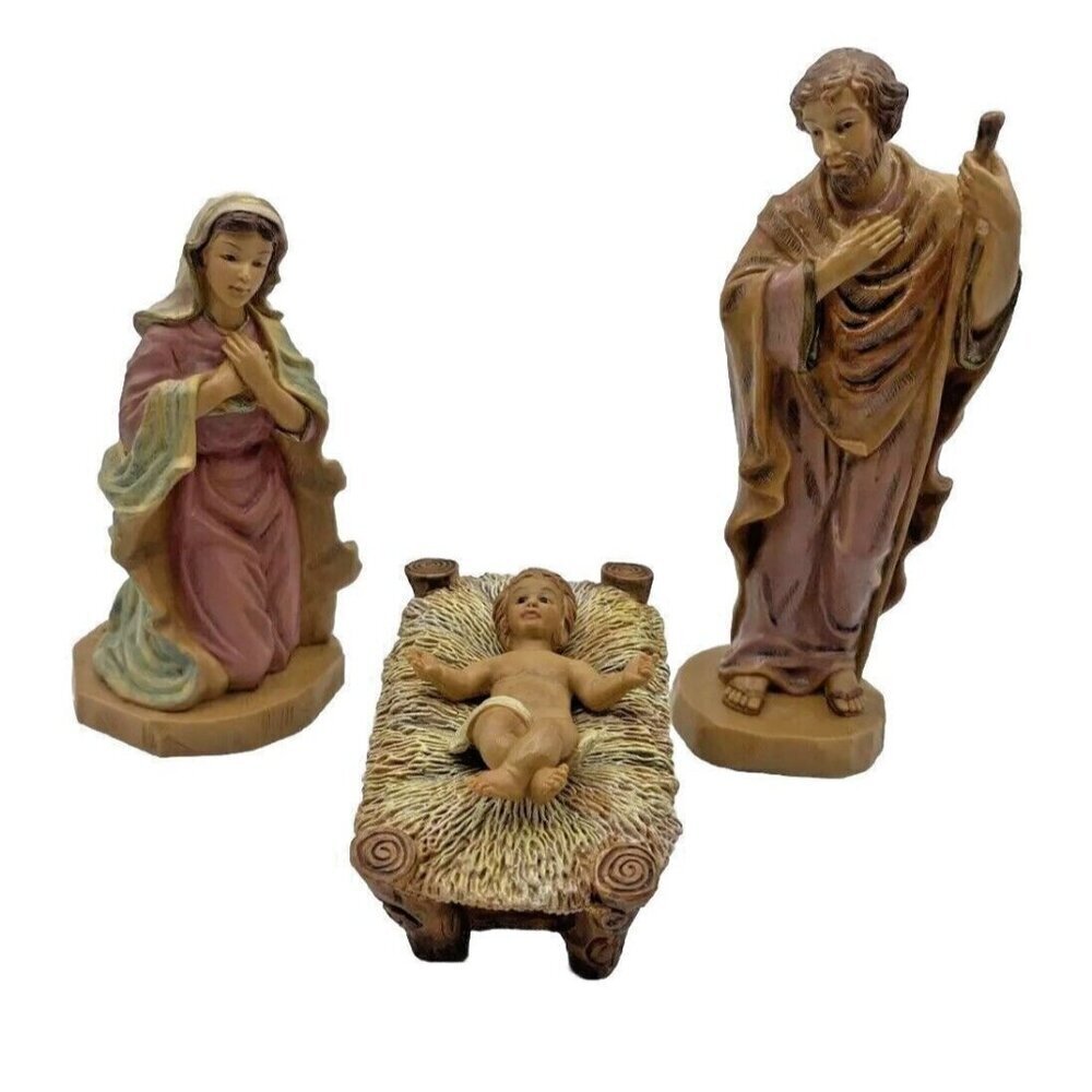 3 DiGiovanni Autom Mary Joseph Baby Jesus Manger Nativity Figure Set